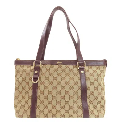 Pre-owned Gucci Brown Canvas Leather Tote Bag ()