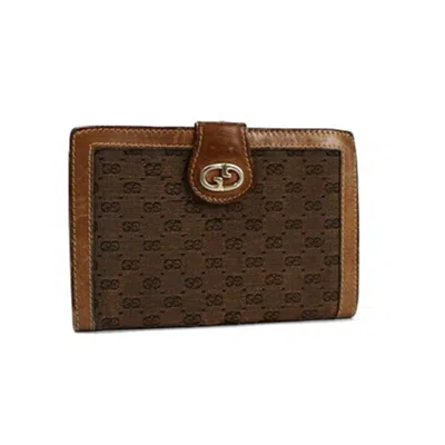 Pre-owned Gucci Brown Canvas Leather Wallet (bi-fold) ()