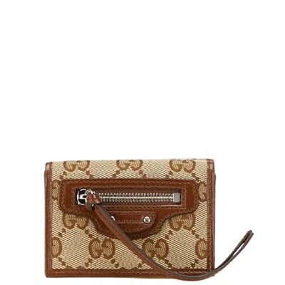 Pre-owned Gucci Brown Canvas Leather Wallet (bi-fold) ()