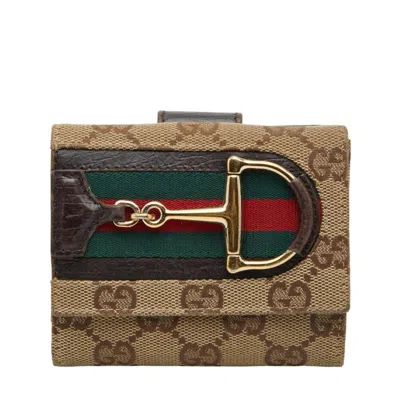 Pre-owned Gucci Brown Canvas Leather Wallet (bi-fold) ()