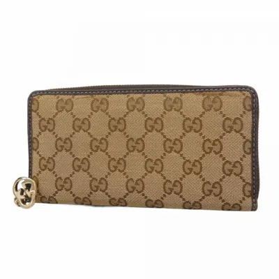 Pre-owned Gucci Brown Canvas Long Wallet (bi-fold) ()