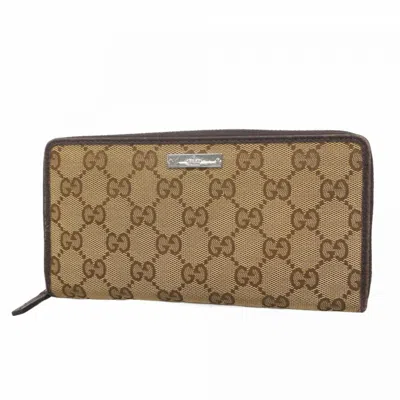 Pre-owned Gucci Brown Canvas Long Wallet (bi-fold) ()