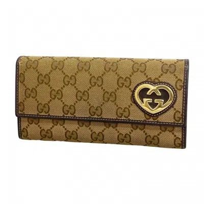 Pre-owned Gucci Brown Canvas Long Wallet (bi-fold) ()