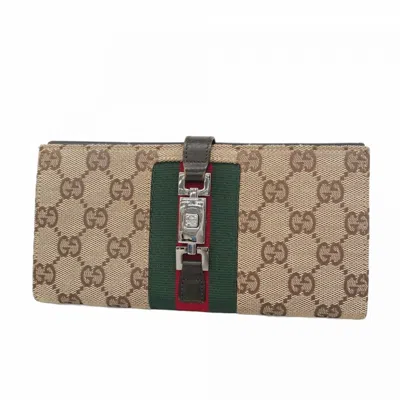 Pre-owned Gucci Brown Canvas Long Wallet (bi-fold) ()