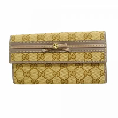 Pre-owned Gucci Brown Canvas Long Wallet (bi-fold) ()