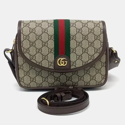 Pre-owned Gucci Brown Canvas Ophidia Mini Gg Shoulder Bag