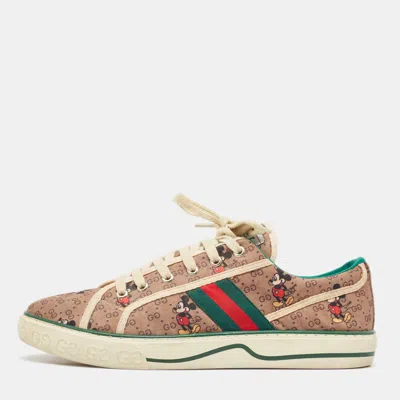 Pre-owned Gucci Brown Canvas Tennis 1977 Lace Up Sneakers Size 40