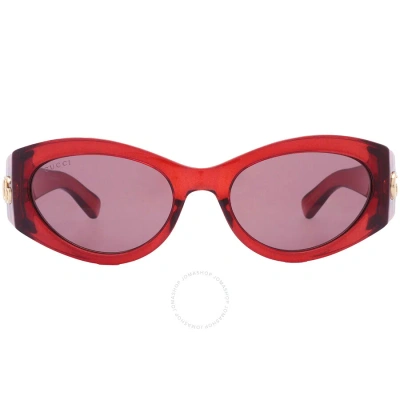 Gucci Brown Cat Eye Ladies Sunglasses Gg1401s 003 53 In Bordeaux / Brown