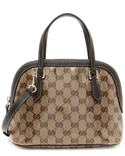 Pre-owned Gucci Brown Coated Canvas & Leather Mini Dome Satchel (authentic Pre-loved) In Purple