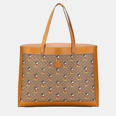 Pre-owned Gucci Brown Disney Micro Gg Supreme Mickey Mouse Tote