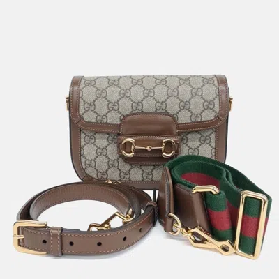 Pre-owned Gucci Brown Coated Canvas Horsebit 1955 Mini Bag