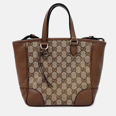 Pre-owned Gucci Brown Coated Canvas Jacquard Tote And Shoulder Bag