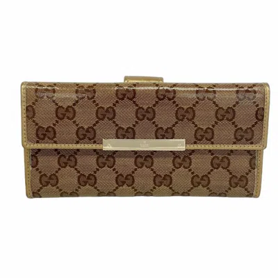 Pre-owned Gucci Brown Coated Canvas Long Wallet (bi-fold) ()