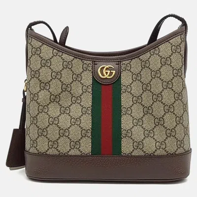 Pre-owned Gucci Brown Coated Canvas Ophidia Gg Mini Shoulder Bag