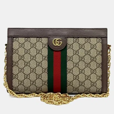Pre-owned Gucci Brown Coated Canvas Ophidia Gg Supreme Shoulder Bag