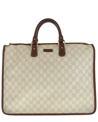 Gucci Brown Coated/waterproof Canvas Gg Plus Briefcase (authentic Pre-loved)