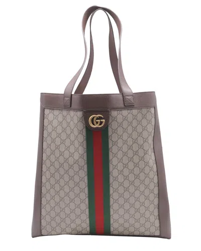 Gucci Brown Coated/waterproof Canvas Large Ophidia Gg Tote (authentic Pre-  Loved) In Neutral