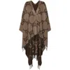Gucci Gg-logo Reversible Cashmere Cape In Brown