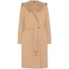 Gucci Reversible Wool Silk Blend Coat Gg In Brown