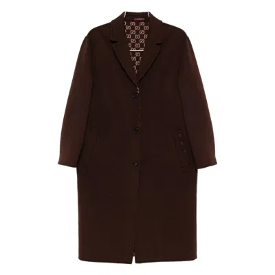 GUCCI GUCCI BROWN COATS - SINGLE BREASTED COATS WOMEN