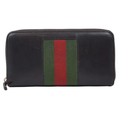 Pre-owned Gucci Brown Continental Web Wallet
