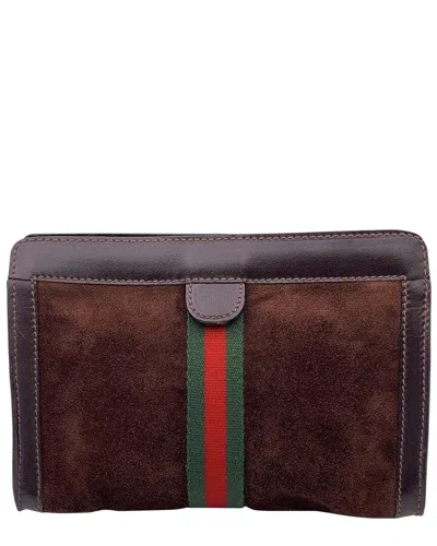 Gucci Brown Cotton Clutch (authentic Pre-loved)