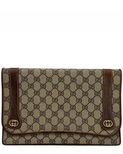 Pre-owned Gucci Brown Cotton Clutch (authentic Pre-loved)