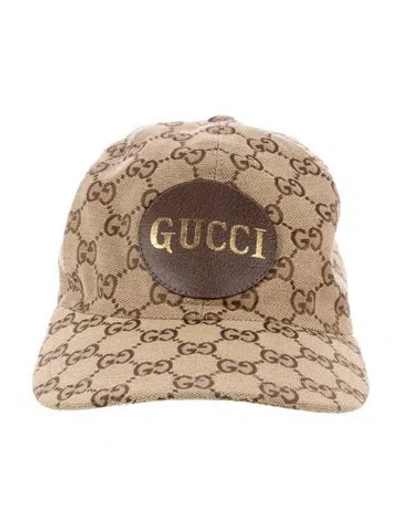 Pre-owned Gucci Brown Cotton  Baseball Cap With Gg Logo Pattern