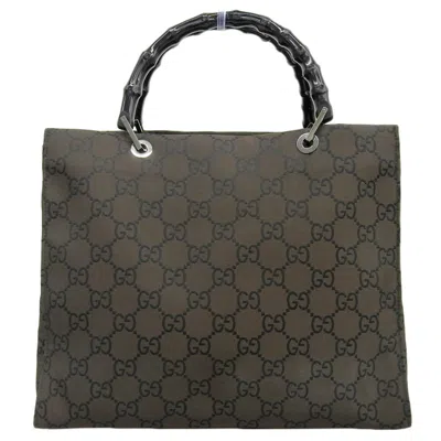 Pre-owned Gucci Brown Dark Brown Nylon Handbag Tote Bag ()