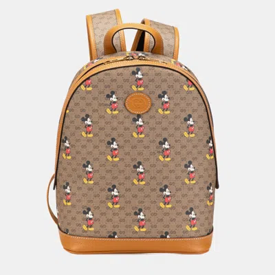 Pre-owned Gucci Brown Disney Small Micro Gg Supreme Mickey Mouse Dome Backpack