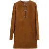 Gucci Women Suede Dress In Brown
