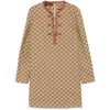Gucci Gg Mini Dress With Horsebit In Brown
