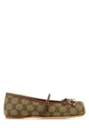 Gucci Horsebit-detailed Leather-trimmed Canvas-jacquard Ballet Flat In Brown