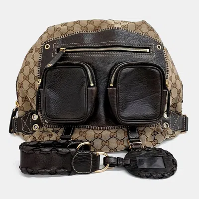 Pre-owned Gucci Brown Fabric Jacquard Backpack