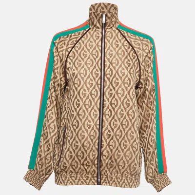 Pre-owned Gucci Brown G Rhombus Jacquard Side Stripe Track Jacket Xs