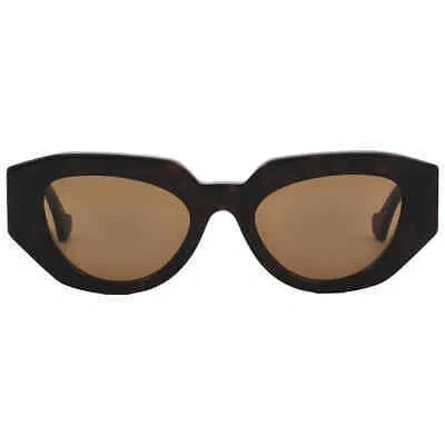 Pre-owned Gucci Brown Geometric Ladies Sunglasses Gg1421s 002 51 Gg1421s 002 51