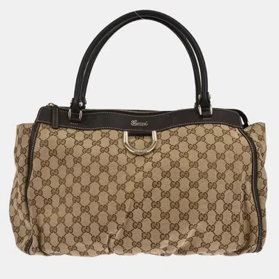 Pre-owned Gucci Brown Gg Abbey D Ring Tote Bag