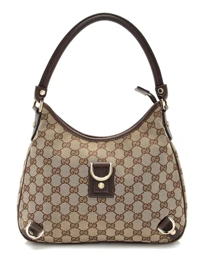 GUCCI GUCCI BROWN GG CANVAS ABBEY MEDIUM HOBO (AUTHENTIC PRE-LOVED)