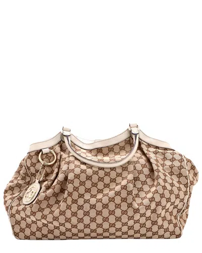 Gucci Brown Gg Canvas & Leather Sukey Tote Large (authentic Pre-loved)