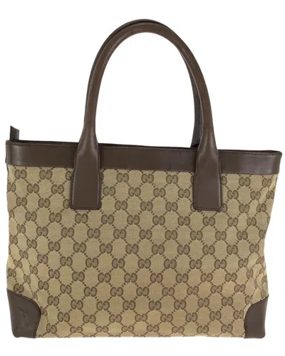 Gucci Brown Gg Canvas & Leather Tote (authentic Pre-loved)