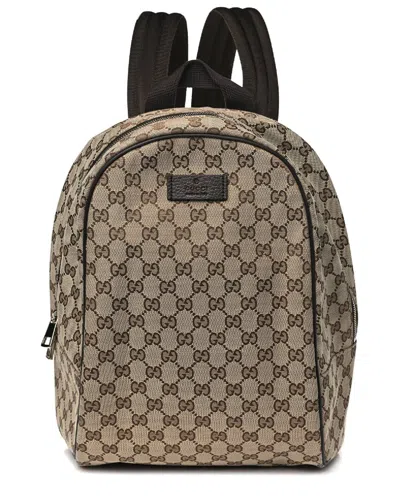 Gucci Brown Gg Canvas Backpack (authentic )