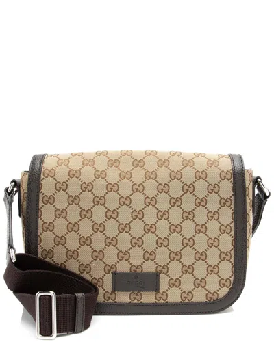 Gucci Brown Gg Canvas Flap Small Messenger (authentic Pre-loved)