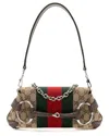 Gucci Brown Gg Canvas Horsebit Web Chain Small Shoulder Bag (authentic Pre-loved)