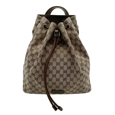 Pre-owned Gucci Brown Gg Canvas Leather Backpack ()