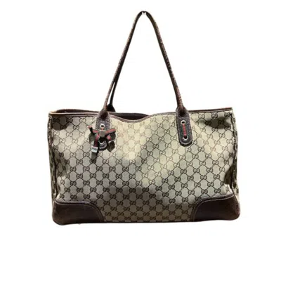 Pre-owned Gucci Brown Gg Canvas Leather Shoulder Bag Tote Bag ()