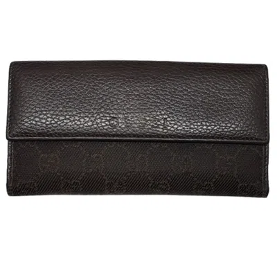 Pre-owned Gucci Brown Gg Canvas Long Wallet (bi-fold) ()