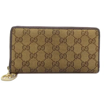 Pre-owned Gucci Brown Gg Canvas Long Wallet (bi-fold) ()