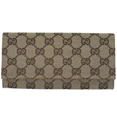 Pre-owned Gucci Brown Gg Canvas Long Wallet (bi-fold) ()