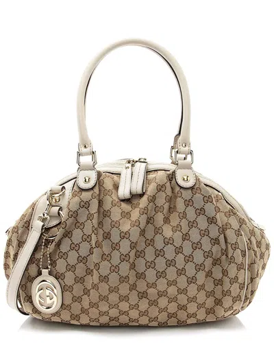 Gucci Brown Gg Canvas Sukey Satchel (authentic Pre-loved)
