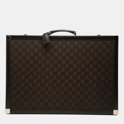 Pre-owned Gucci Brown Gg Canvas Trunk Suitcase